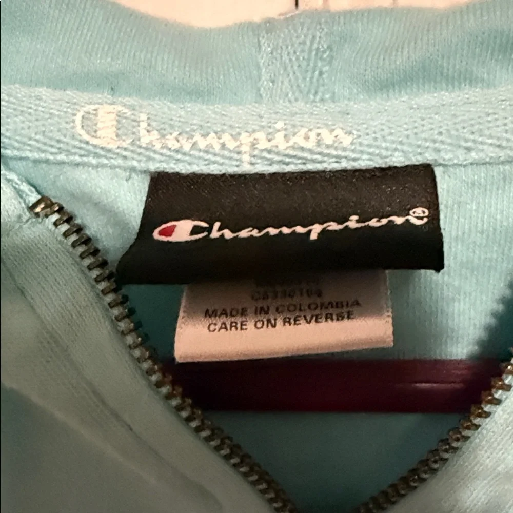 Champion {Girls Large} Aqua Blue Quarter- Zip Hoodie